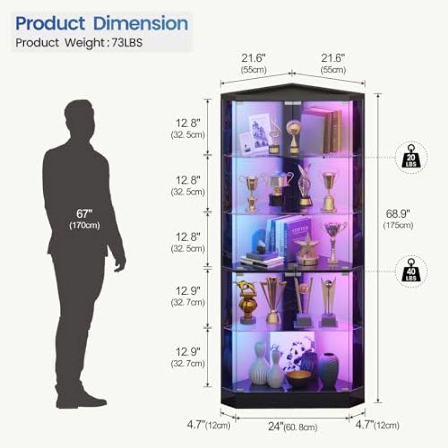 RGB 조명과 인체 감지 센서가 장착된 소매점용 코너  - Display Case Acrylic 리뷰 및 가격